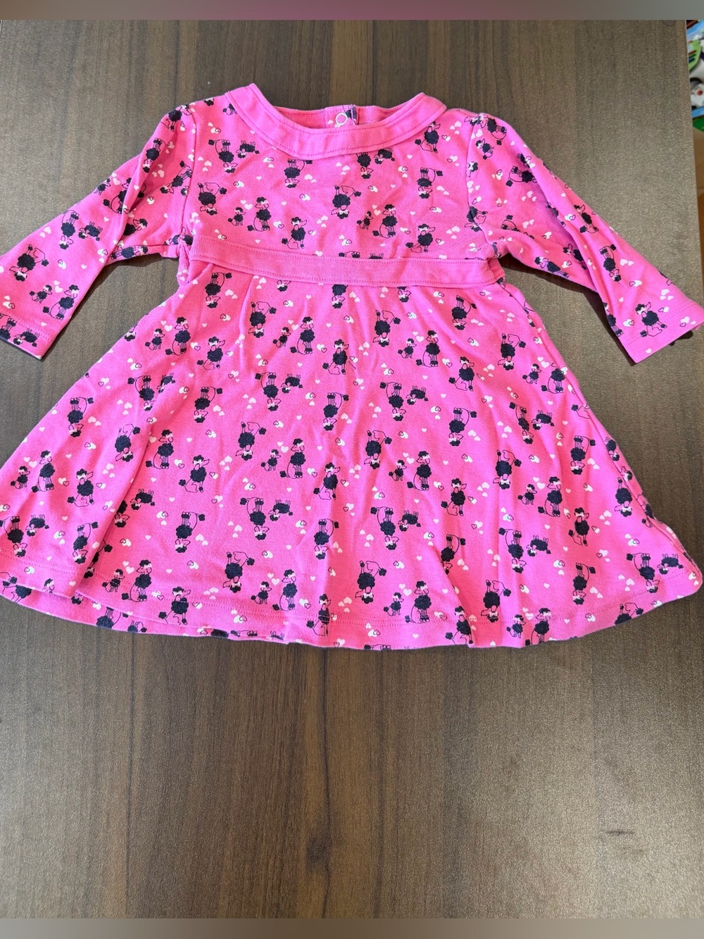 Gymboree Vintage Y2K Pink Floral & Poodle Long Sleeve Twirl Girls Dress 12-18m